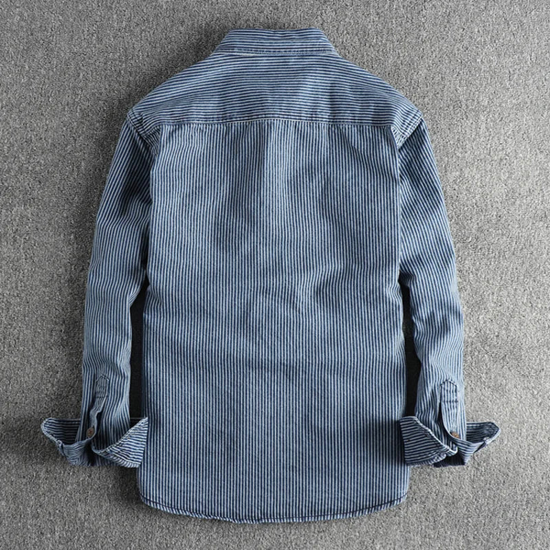 Herr Jeansskjorta Vintage Stil 2