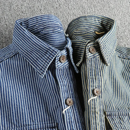Herr Jeansskjorta Vintage Stil 4