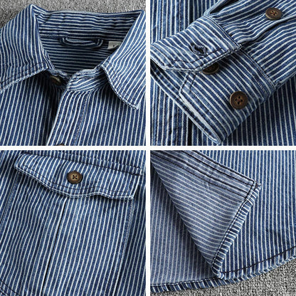 Herr Jeansskjorta Vintage Stil 5