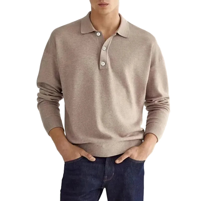 Herr Långärmad Piketröja Casual Stil 0