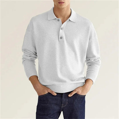Herr Långärmad Piketröja Casual Stil 1