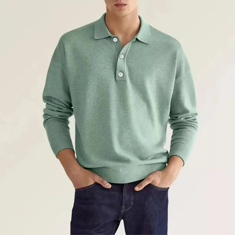 Herr Långärmad Piketröja Casual Stil 3