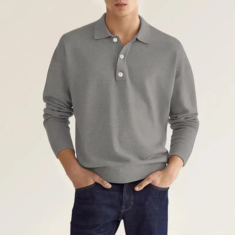 Herr Långärmad Piketröja Casual Stil 4