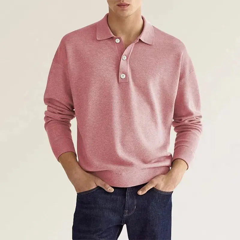 Herr Långärmad Piketröja Casual Stil 5