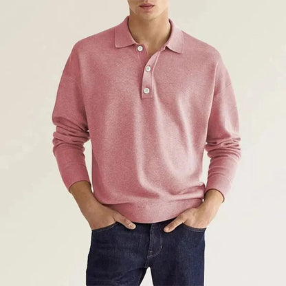 Herr Långärmad Piketröja Casual Stil 5