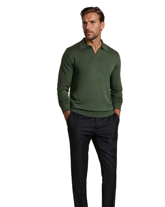 Herr Långärmad Poloshirt Minimalistisk Stil 0