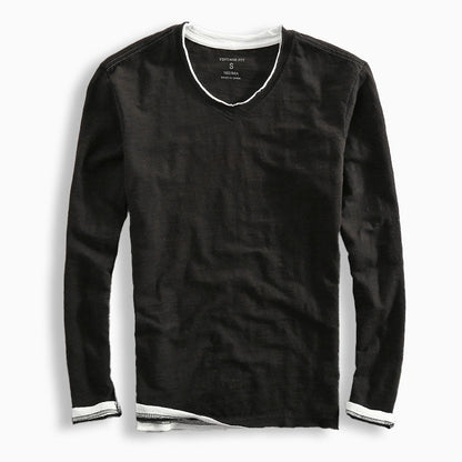 Herr Långärmad T-shirt V-ringad 2