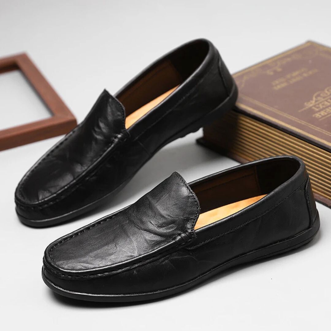 Herr Loafers i Läder Elegant Stil 3