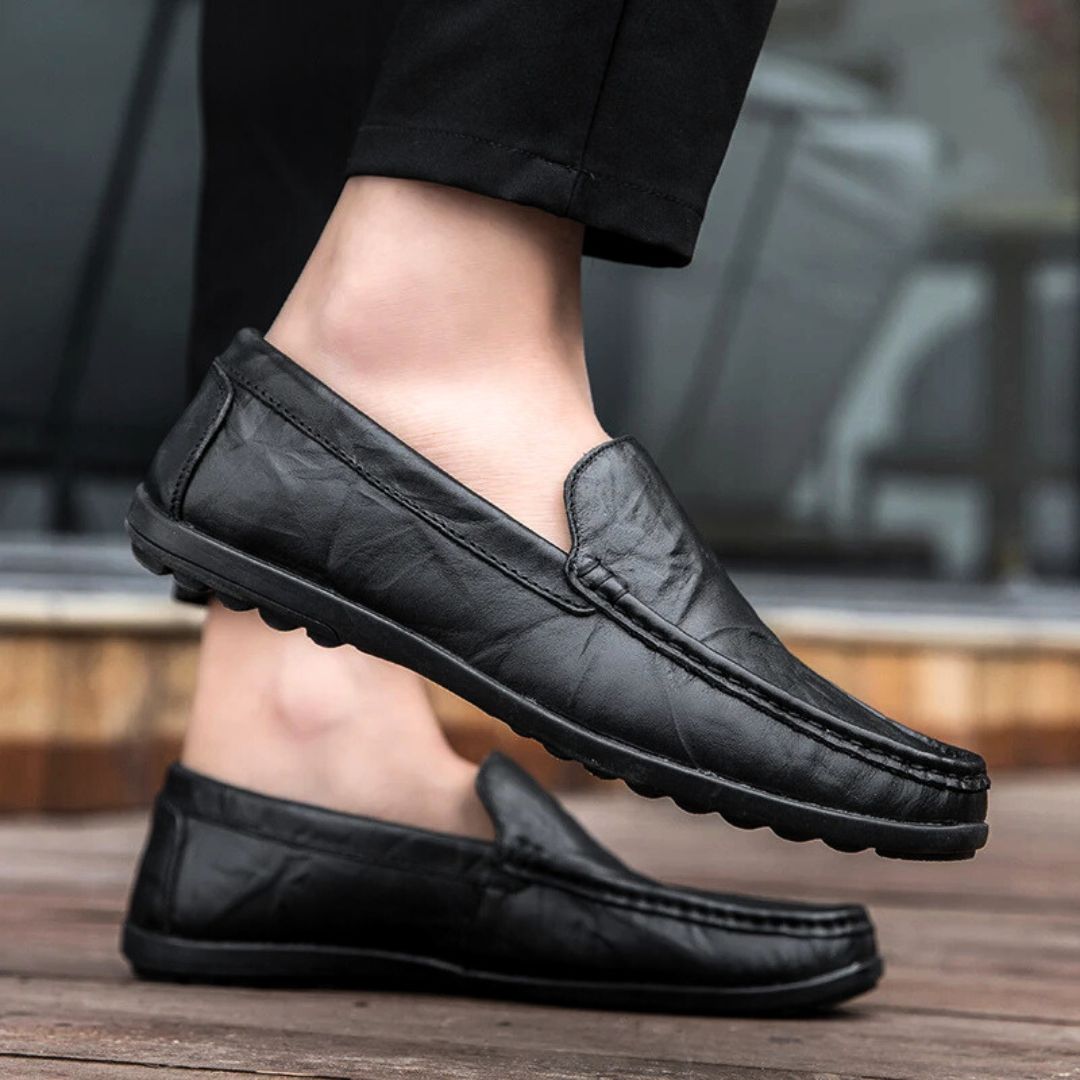 Herr Loafers i Läder Elegant Stil 4