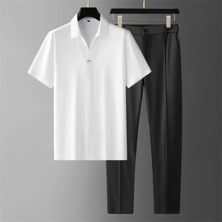 Herr Polo Set Tweed Avslappnad Passform 11
