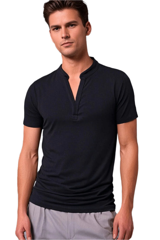 Herr Polo T-shirt V-hals Modern Design Mjuk Blandning 0