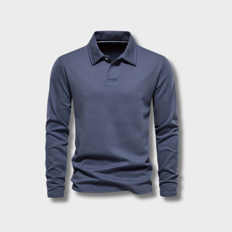 Herr Poloshirt Långa Ärmar Klassisk Krage Mjukt Andningsbart Material 1