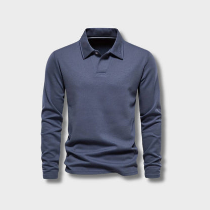 Herr Poloshirt Långa Ärmar Klassisk Krage Mjukt Andningsbart Material 1