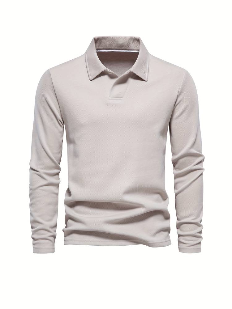 Herr Poloshirt Långa Ärmar Klassisk Krage Mjukt Andningsbart Material 2