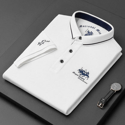 Herr Poloshirt Modern Stil Blandning av Material 1