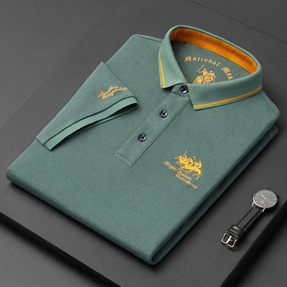 Herr Poloshirt Modern Stil Blandning av Material 3