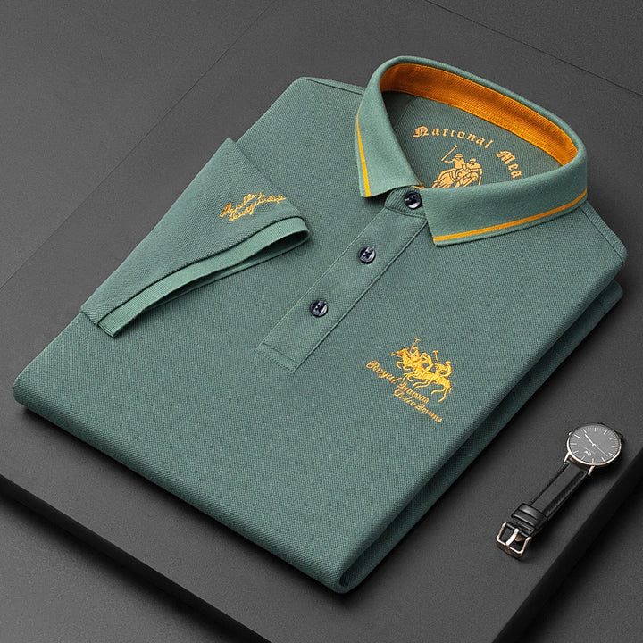 Herr Poloshirt Modern Stil Blandning av Material 3