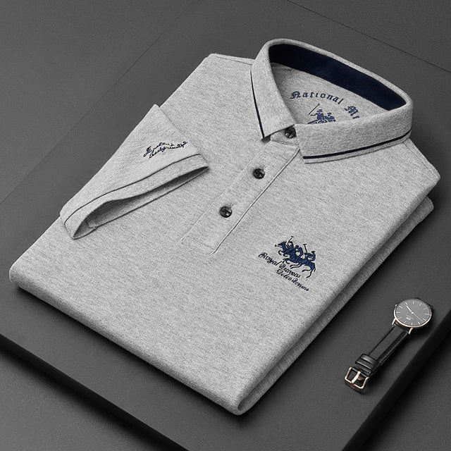 Herr Poloshirt Modern Stil Blandning av Material 4