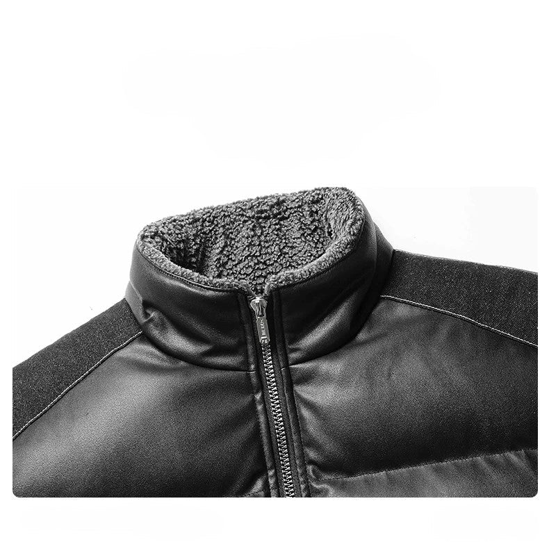 Herr Pufferjacka med Denim Detaljer Modern Design 3