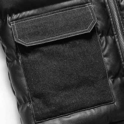 Herr Pufferjacka med Denim Detaljer Modern Design 4