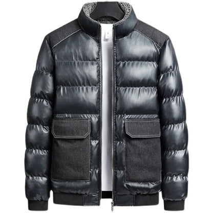 Herr Pufferjacka med Denim Detaljer Modern Design 5
