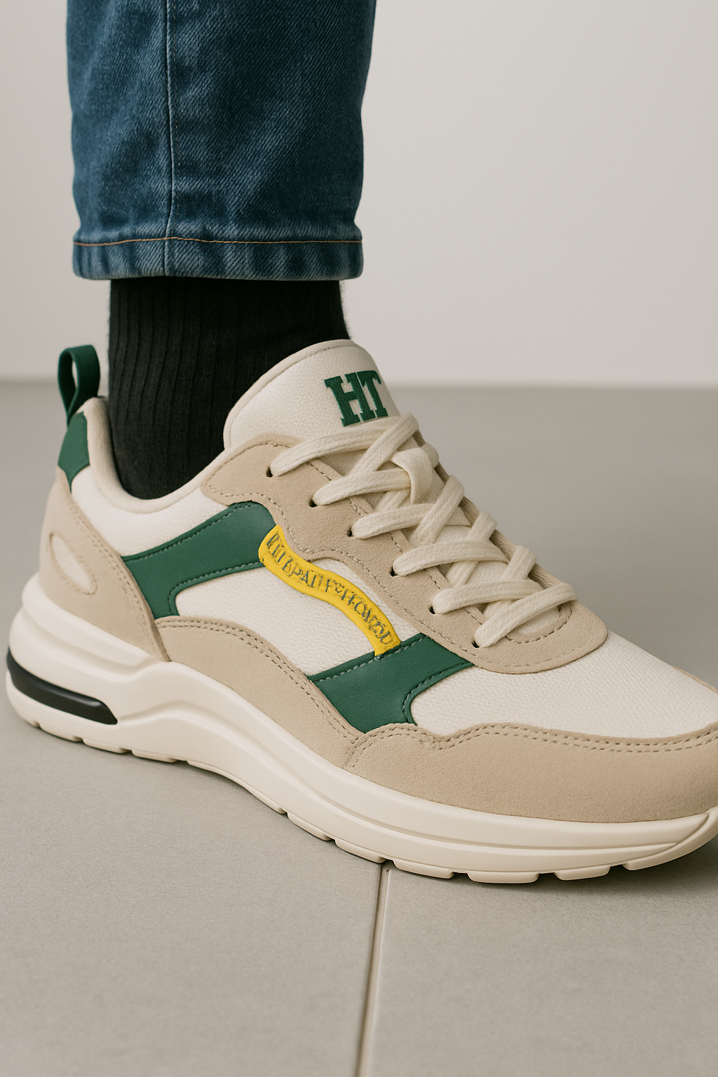 Herr Sneakers Smart Casual Suede Detaljer Med Gummisula 2