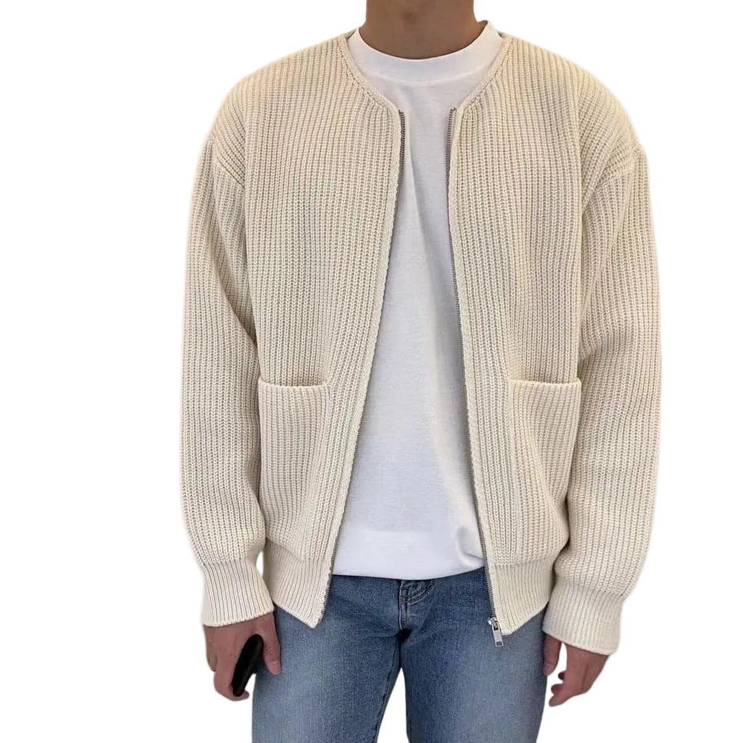 Herr Stickad Kofta Trendig Design 0
