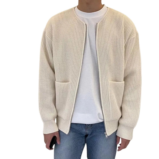 Herr Stickad Kofta Trendig Design 0