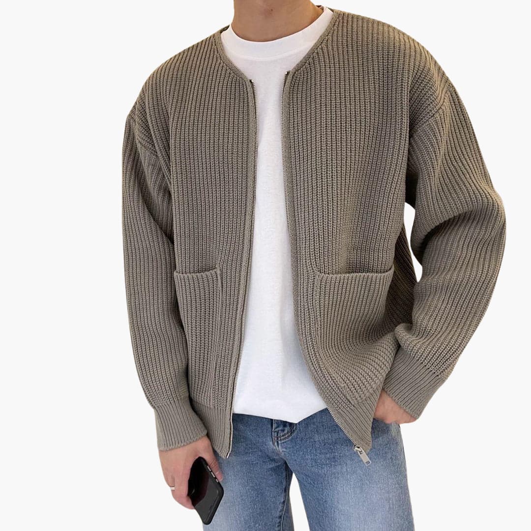 Herr Stickad Kofta Trendig Design 2