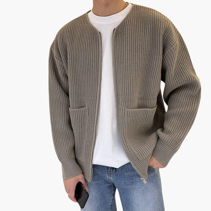 Herr Stickad Kofta Trendig Design 2