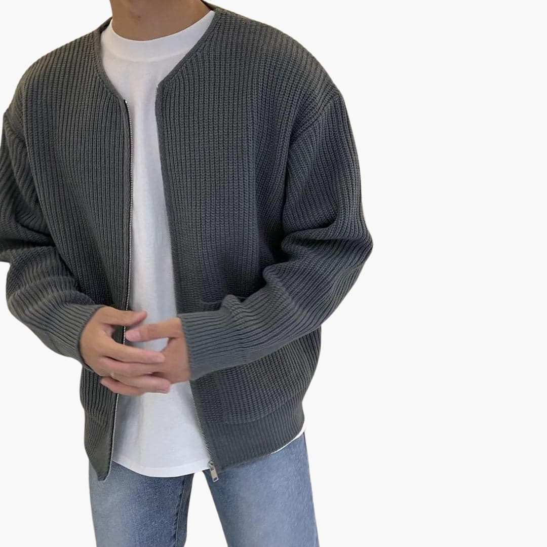 Herr Stickad Kofta Trendig Design 3
