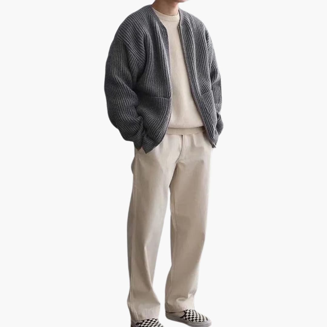 Herr Stickad Kofta Trendig Design 4