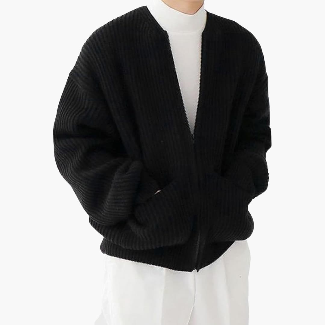 Herr Stickad Kofta Trendig Design 6