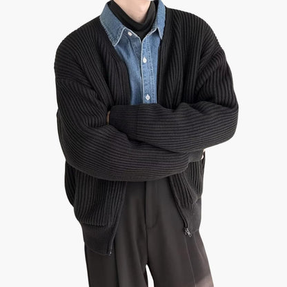 Herr Stickad Kofta Trendig Design 8