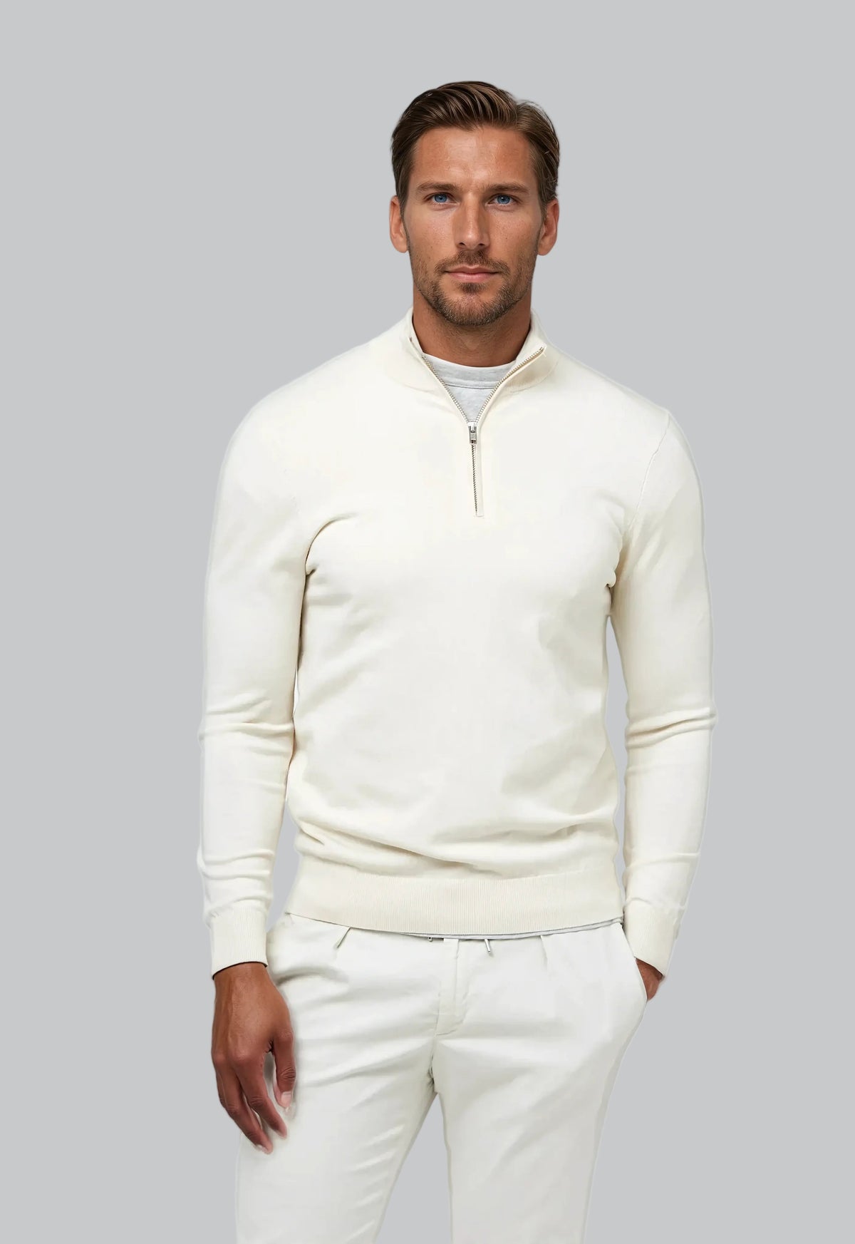 Herr Sweatshirt Halv Dragkedja Avslappnad Stil 0