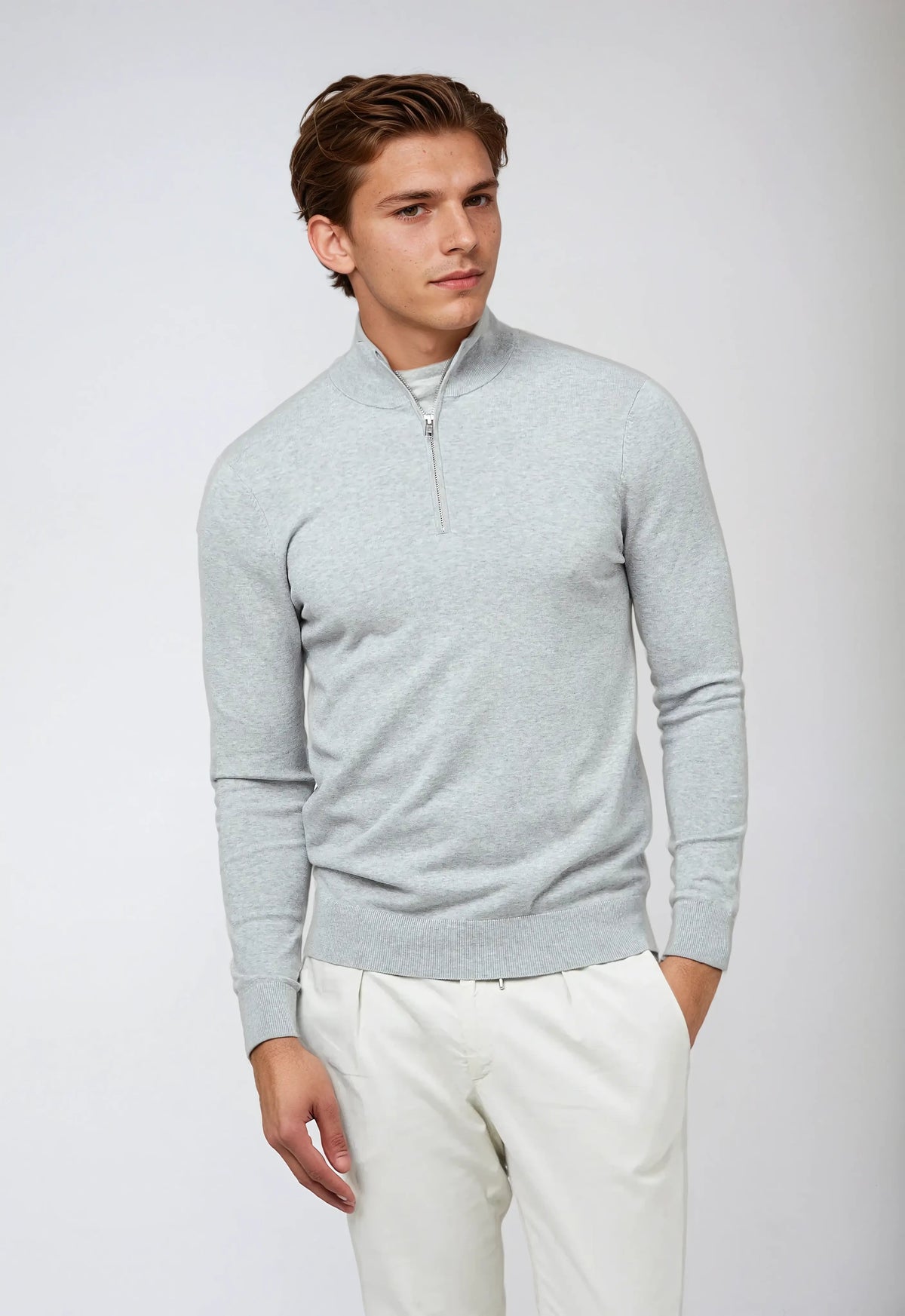 Herr Sweatshirt Halv Dragkedja Avslappnad Stil 2