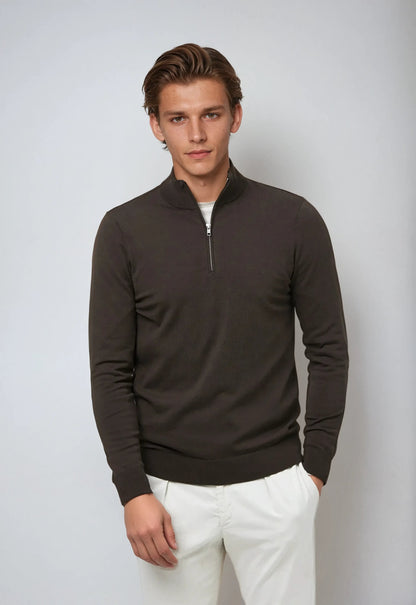 Herr Sweatshirt Halv Dragkedja Avslappnad Stil 3
