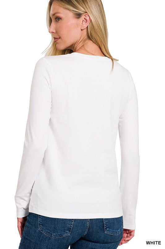 Herr T-shirt Crew Neck Långärmad Vit 1