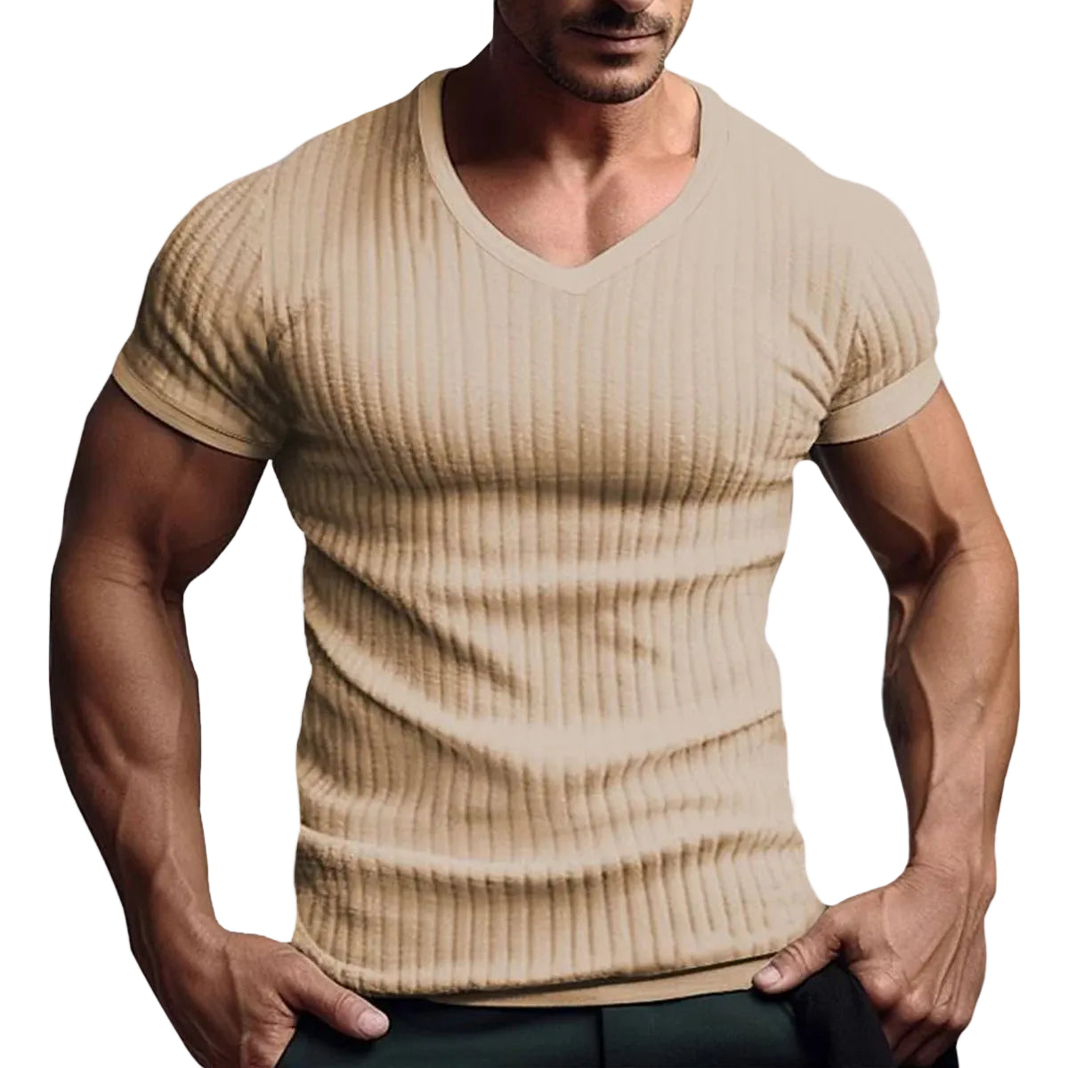 Herr T-shirt med Randig Design 0