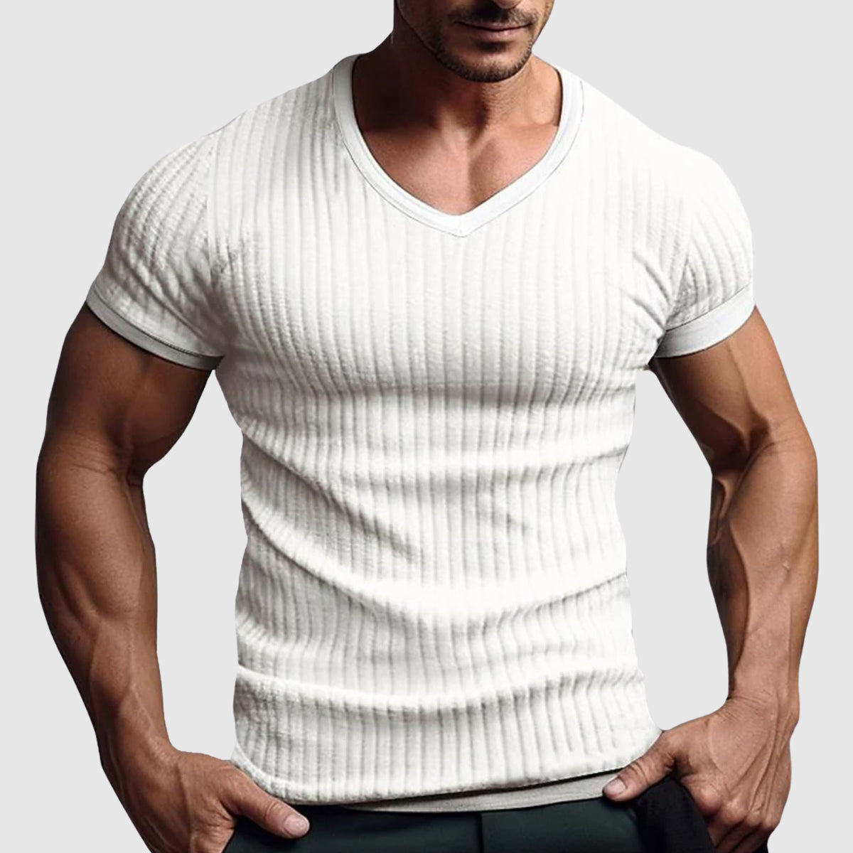 Herr T-shirt med Randig Design 1