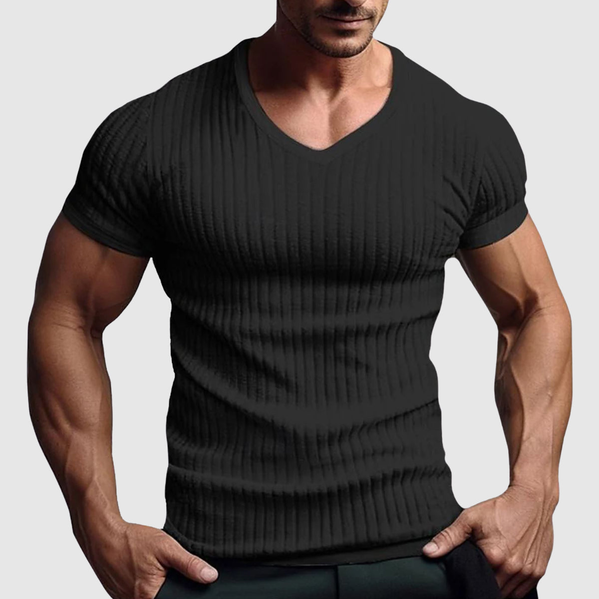 Herr T-shirt med Randig Design 2
