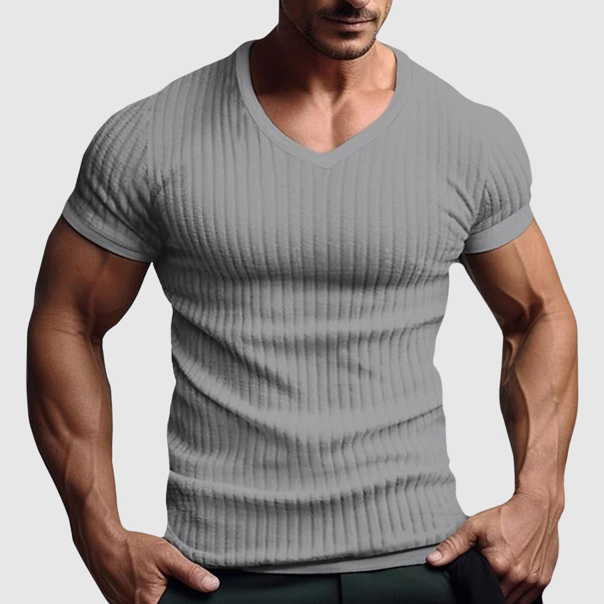 Herr T-shirt med Randig Design 3