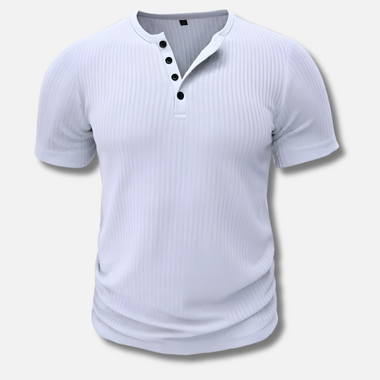 Herr T Shirt Muscle Fit Henley för Träning och Vardagsbruk 0