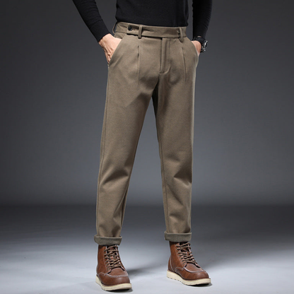 Herr Tapered Fit Byxor med Veck Trendig Stil 1