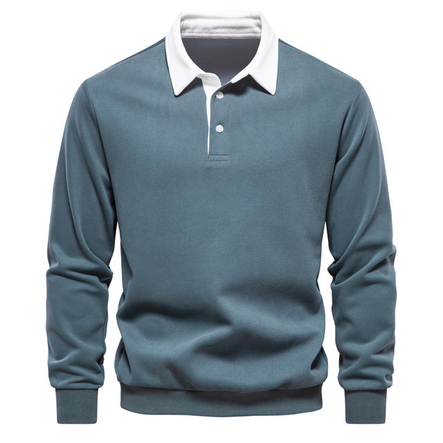 Herr Tröja Business Casual Med Knappdetaljer Mjuk Blandning 4