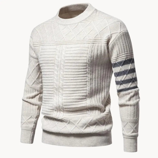 Herr Tröja Crewneck Med Ribbdetaljer Och Modern Siluett 0
