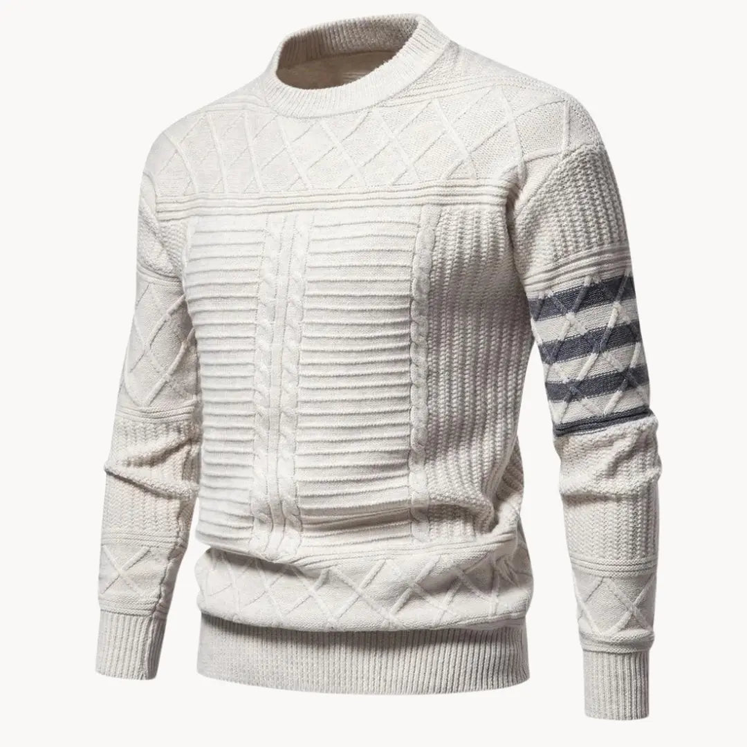 Herr Tröja Crewneck Med Ribbdetaljer Och Modern Siluett 0