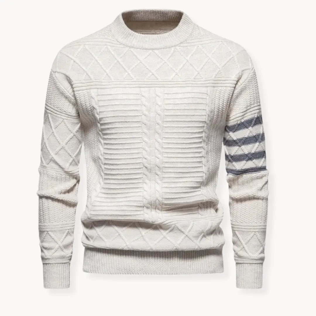 Herr Tröja Crewneck Med Ribbdetaljer Och Modern Siluett 2