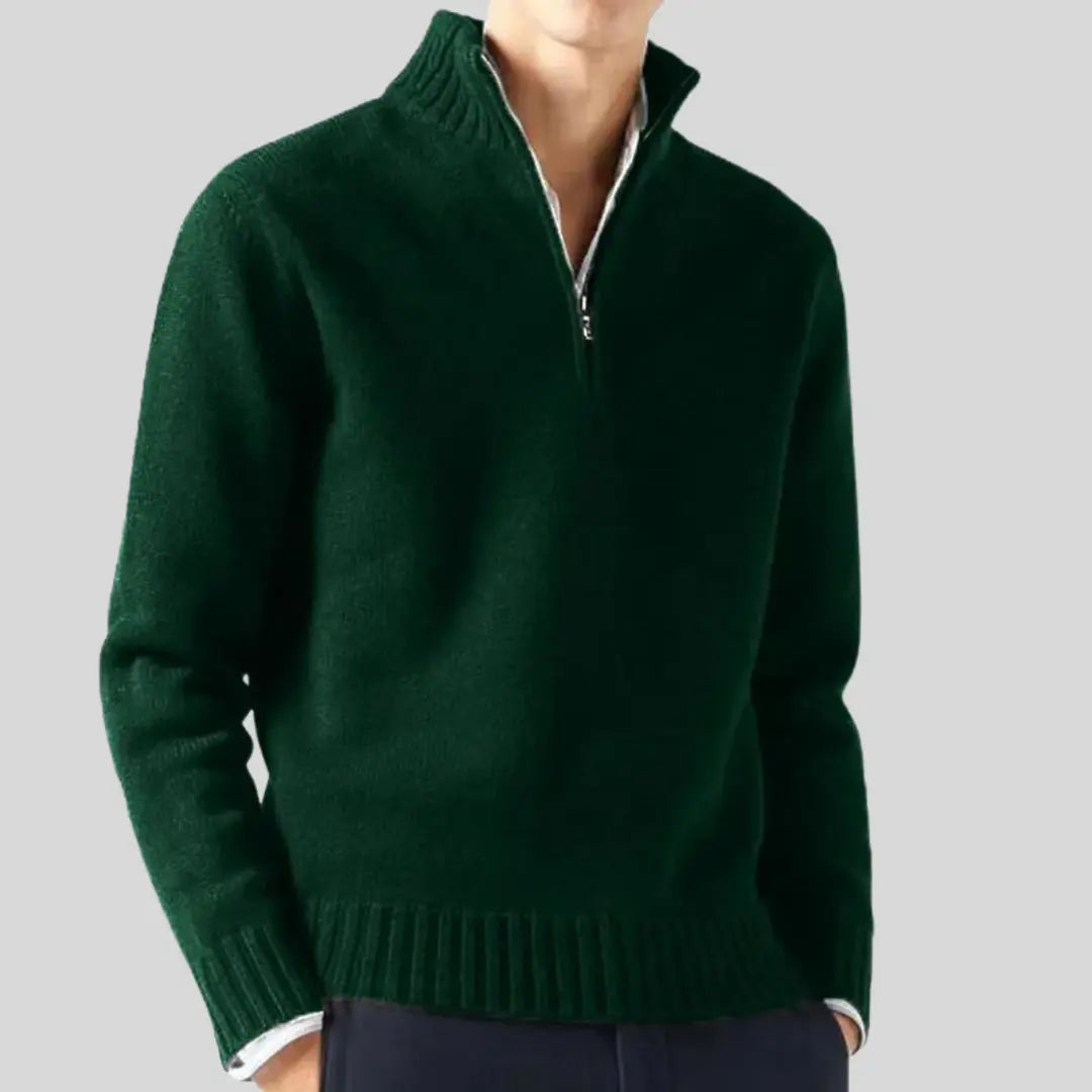 Herr Tröja Halv-Zip Modern Design med Bröstficka 10