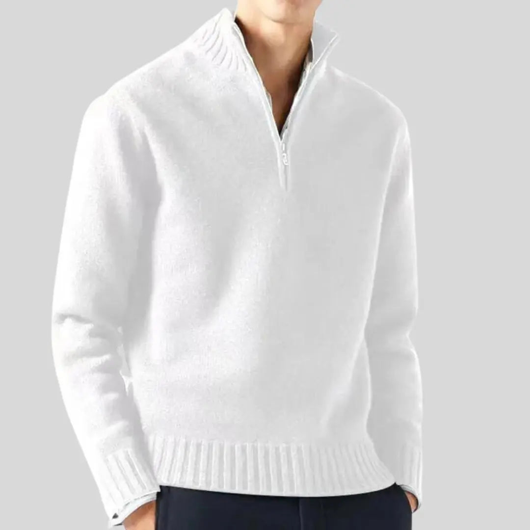 Herr Tröja Halv-Zip Modern Design med Bröstficka 3